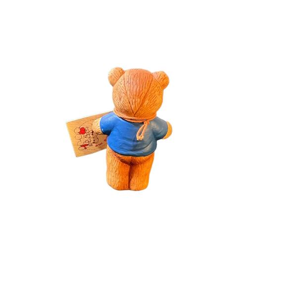 Vintage Collectible Lucy & Me Blue Tulip Shirt Bear Lucy Rigg ENESCO 1979 W/ Tag - Picture 2 of 8